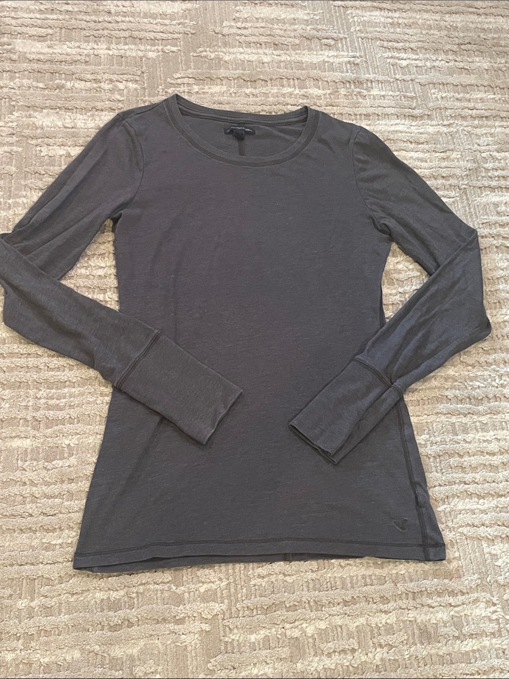 Vintage American Eagle Outfitters Long-Sleeve Crewneck Top - Charcoal Gray